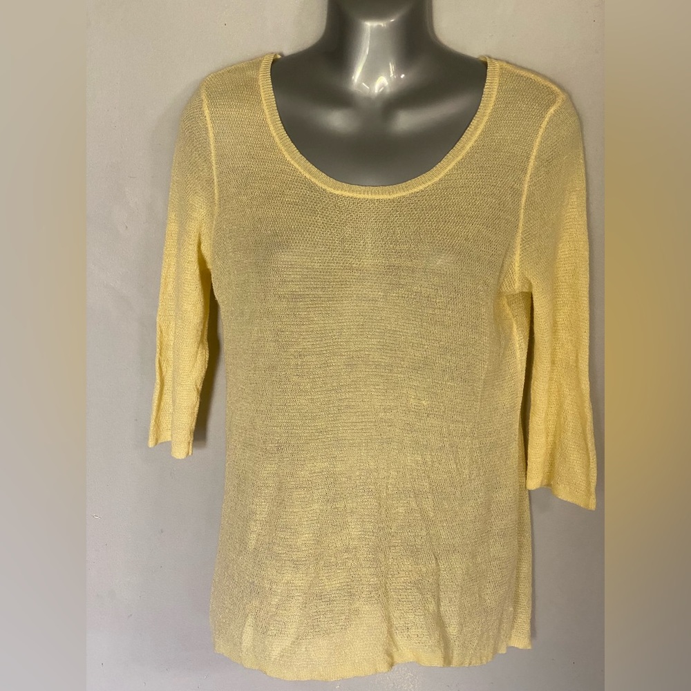 Chicos Yellow 3/4 Sleeve Lightweight Summer Sweater Size 0